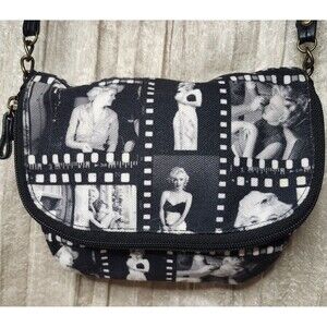 Marilyn Monroe Black & White Crossbody VTG Iconic Photo Print Red Lining Unique